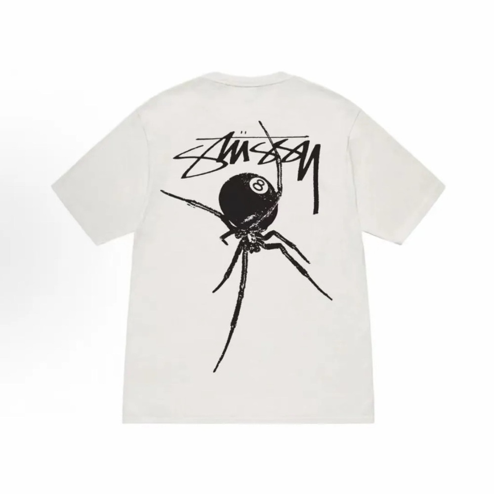 Stussy Arachnid Pigment Dyed T-Shirt-White Spider Graphic Stussy Tee-NWT